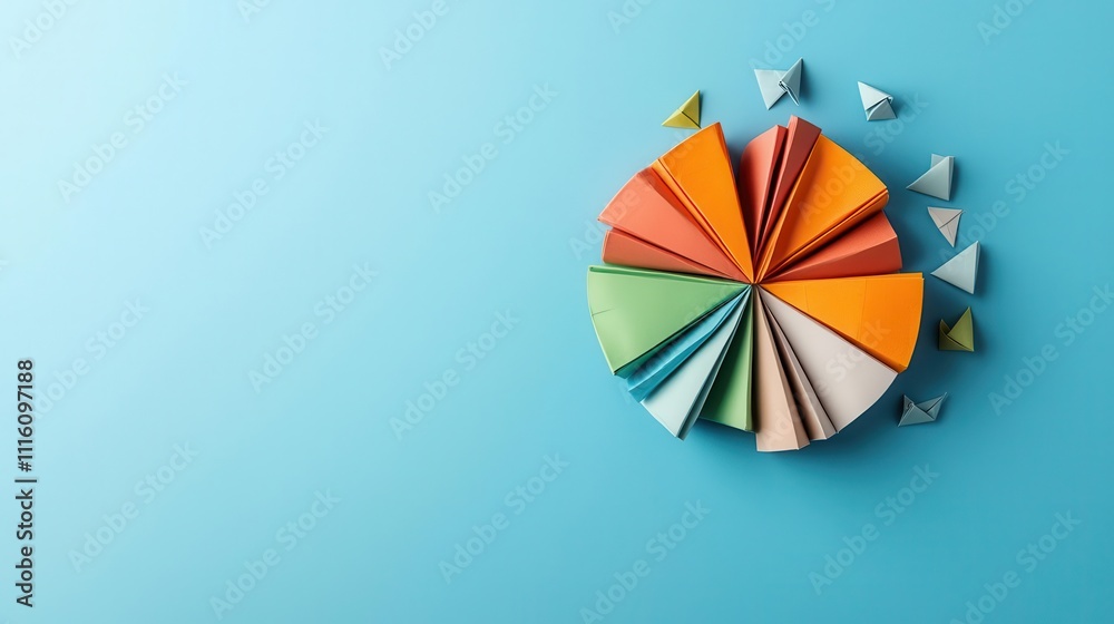 Origami folded into a financial pie chart, symbolizing balanced investments, origami financial pie chart, investment diversification Origami folded into a financial pie chart, symbolizing balanced investments, origami financial pie chart, investment diversification