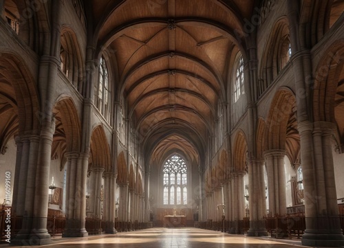 Grandiose vaulted ceiling of the Church's main nave , nave, art, ceiling