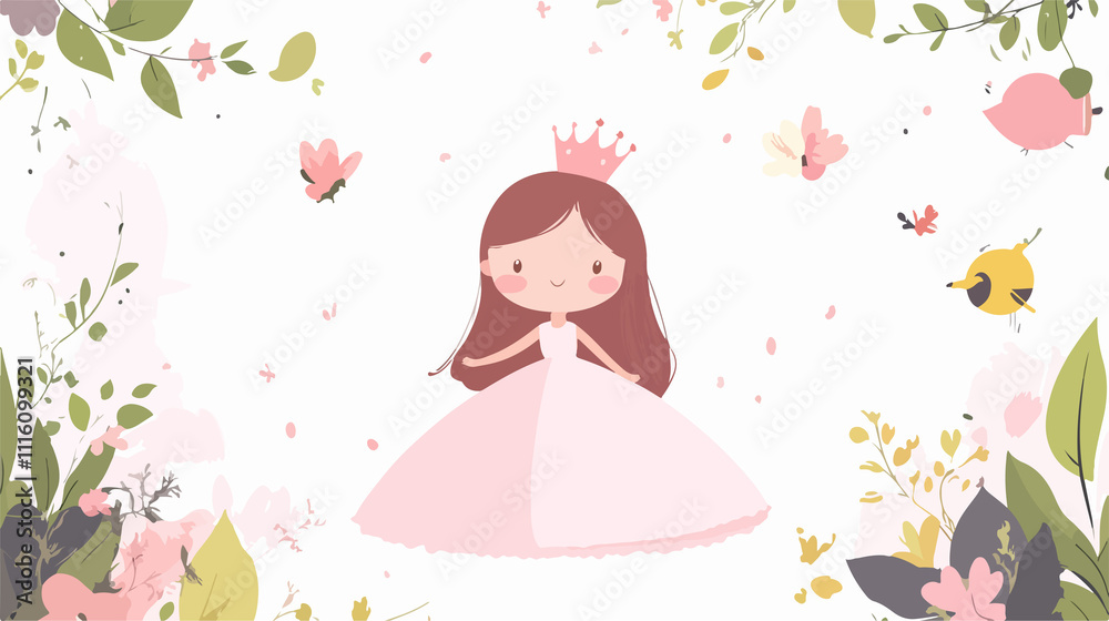 Little Princess Cute Card Wide Angle Centered Composition Little Princess Cute Card Wide Angle Centered Composition
