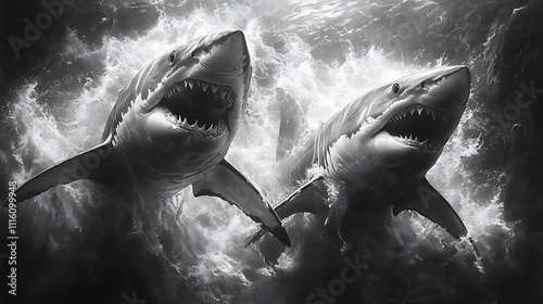 Sharks Wildlife Pencil Sketches Elegant Nature Inspired Art Designs for Artists photo