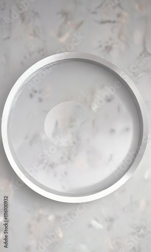 Modern abstract light color palette with simple circle shape design in silver and white, clean lines, , light colors, silver color, contemporary style