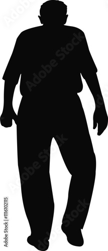 an old man walking body silhouette vector