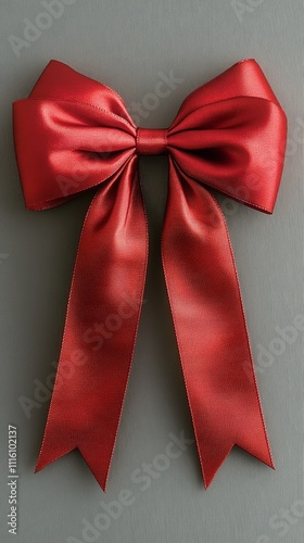 Elegant maroon bow with textured fabric on light marble surface surrounded by...