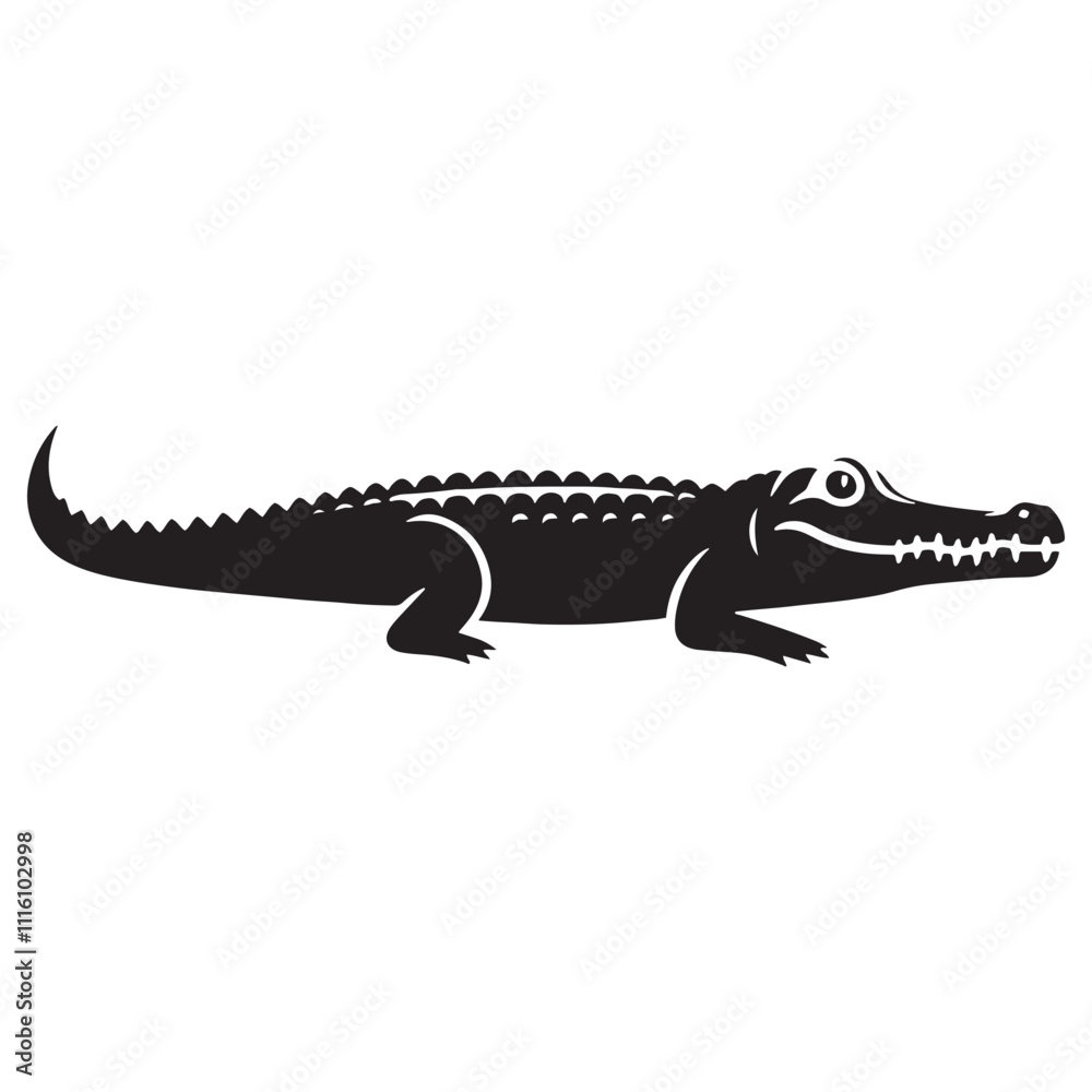 Obraz premium Detailed crocodile silhouette for innovative creative needs - Crocodile illustration - minimallest crocodile vector 