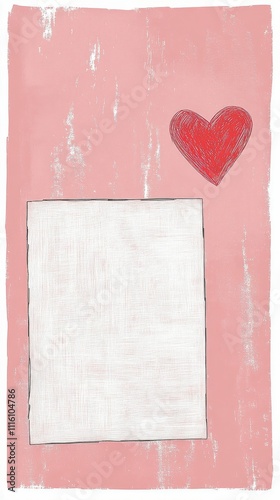 Bright pink envelope with a heart design on a pastel background for love notes