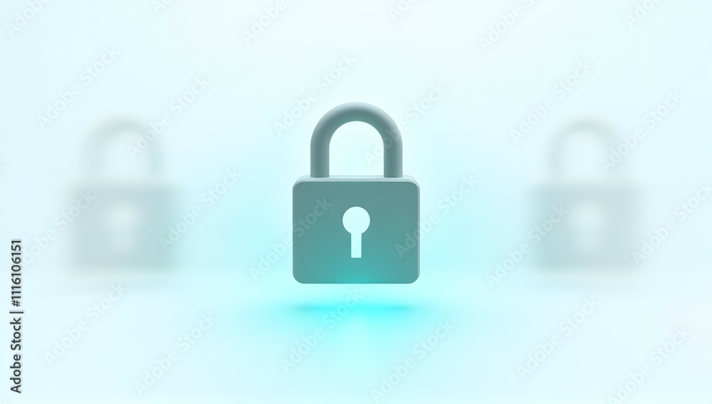 Fototapeta premium Digital Security: A 3D Render of a Padlock, symbolizing online protection and data privacy. Ensuring safety in the digital world.