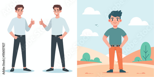 set vector people giving thumbs up