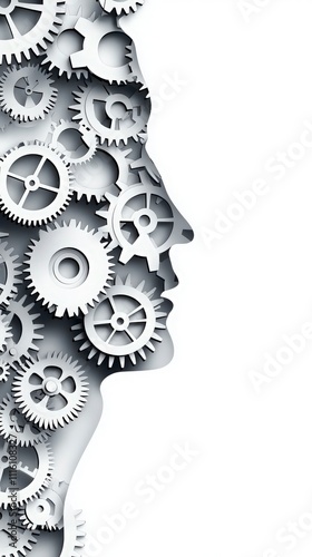 Wallpaper Mural Cogs and Gears Forming a Human Head Silhouette Torontodigital.ca