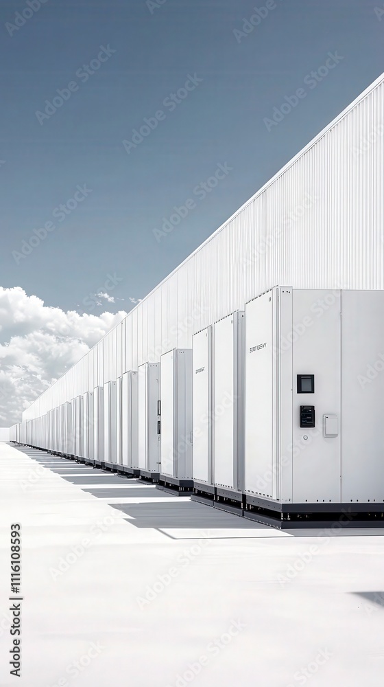 Fototapeta premium Row of Modern White Industrial Units on a Rooftop