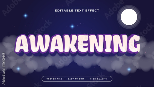 Blue white and purple violet awakening 3d editable text effect - font style