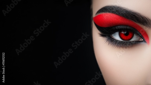 Creative makeup design with glitter and vibrant colors on a models face