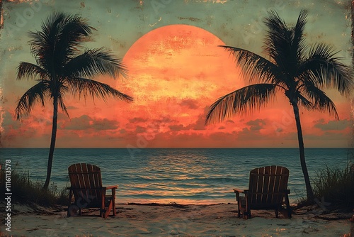 Tropical sunset. Rasterized version.
