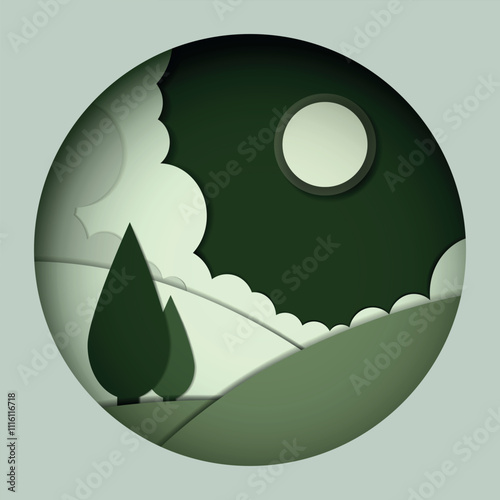 illustration of a green leaf paper cut