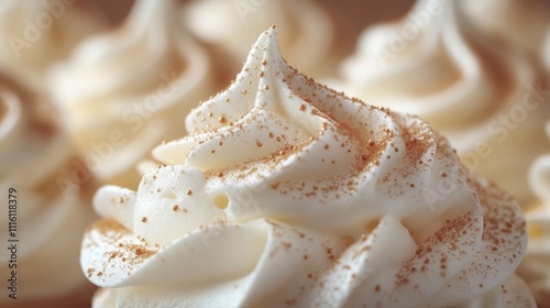 Deliciously decorated meringue peaks dusted with spice over a warm earthy background