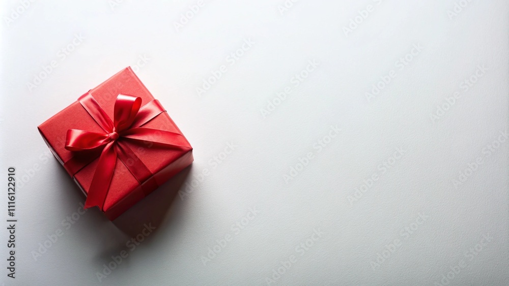 Cute red give box with red ribbon on white background for your event background Cute red give box with red ribbon on white background for your event background