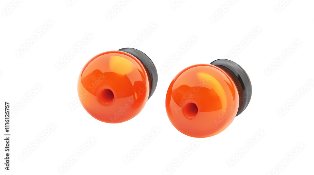 Fototapeta premium A pair of bright orange earplugs designed for noise reduction and comfort.