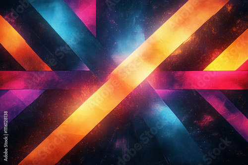 a colorful wallpaper with a large triangle photo