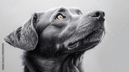 Wildlife inspired dog face pencil drawn hand crafted artistic illustration artwork photo