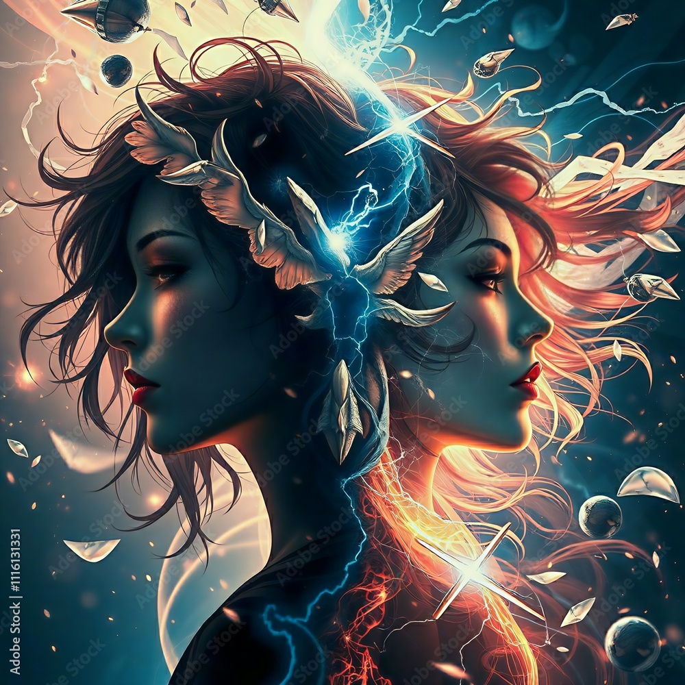 Ai generated a fictional blend of light and dark that is harmoniously ...