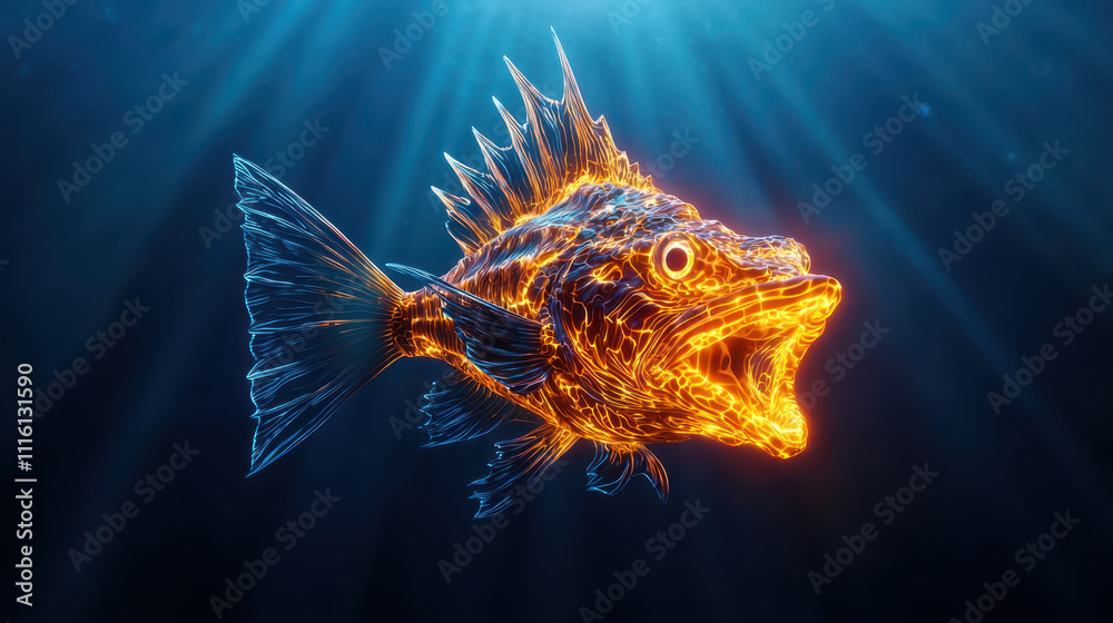 Fototapeta premium angler angler fish sport Illuminated fish with glowing features