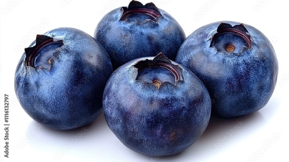 Obraz premium Fresh Blueberry Berries on White Background Showcasing Juicy Fruits for Healthy Lifestyle and Culinary Uses Flat Lay Arrangement