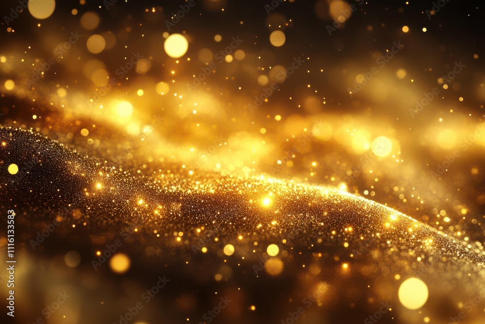 Obraz premium A gold glitter background, shiny and sparkling, in a bright yellow color bokeh background