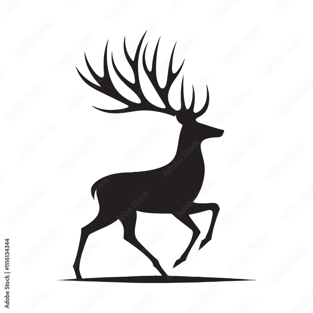 Obraz premium Stylish deer silhouette for diverse design uses - Deer black vector 