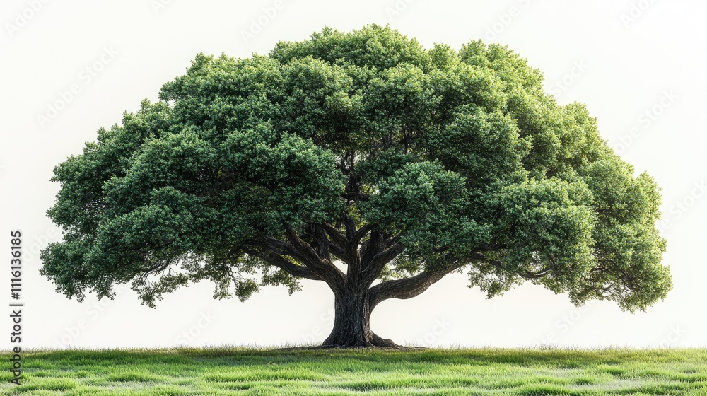 Lush green tree on a white background showcasing its vibrant foliage and symmetrical shape for nature and design themes Lush green tree on a white background showcasing its vibrant foliage and symmetrical shape for nature and design themes