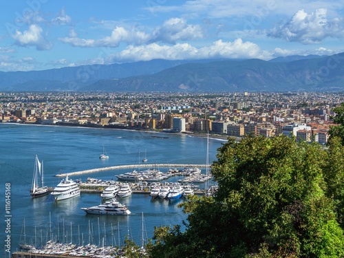 View of Castellammare di Stabia and Mount Vesuvius, Naples, Italy, Europe photo