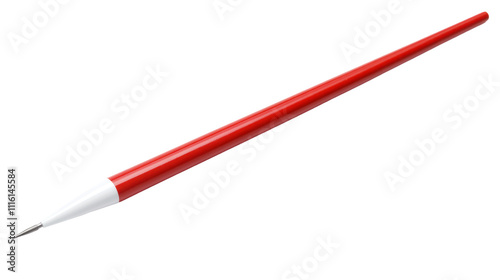 A red pencil with a white tip, designed for writing or drawing.