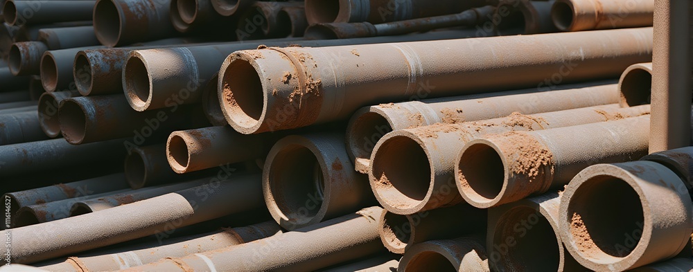 Sun-baked, rusty pipes lie in a haphazard pile, their surfaces textured with time and wear. A glimpse into industrial grit and resilience. Sun-baked, rusty pipes lie in a haphazard pile, their surfaces textured with time and wear. A glimpse into industrial grit and resilience.