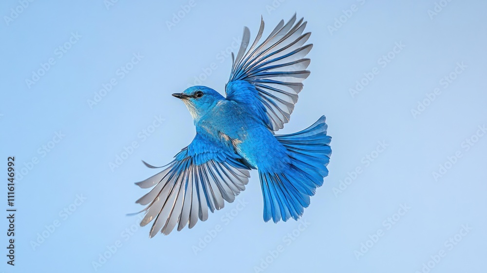 Obraz premium Vibrant Bluebird in Flight: A Stunning Display of Avian Grace