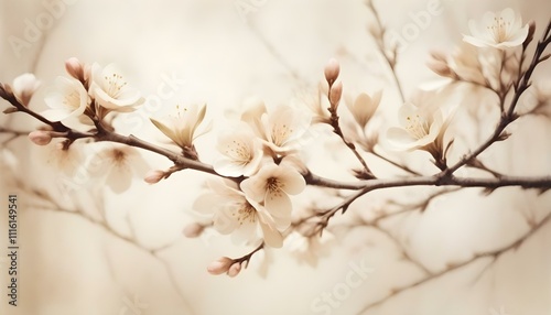 Sakura cherry blossom. Blured. AI generated