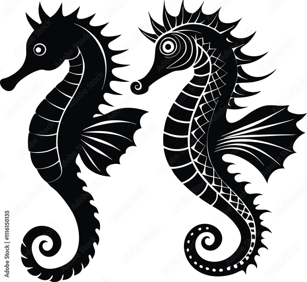 Fototapeta premium black and white seahorse