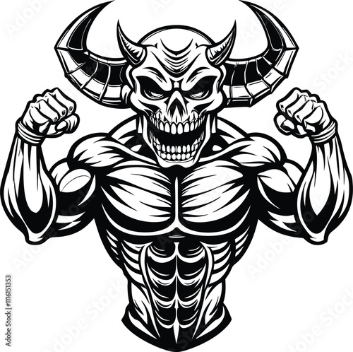 Wallpaper Mural angry skull with horn Torontodigital.ca