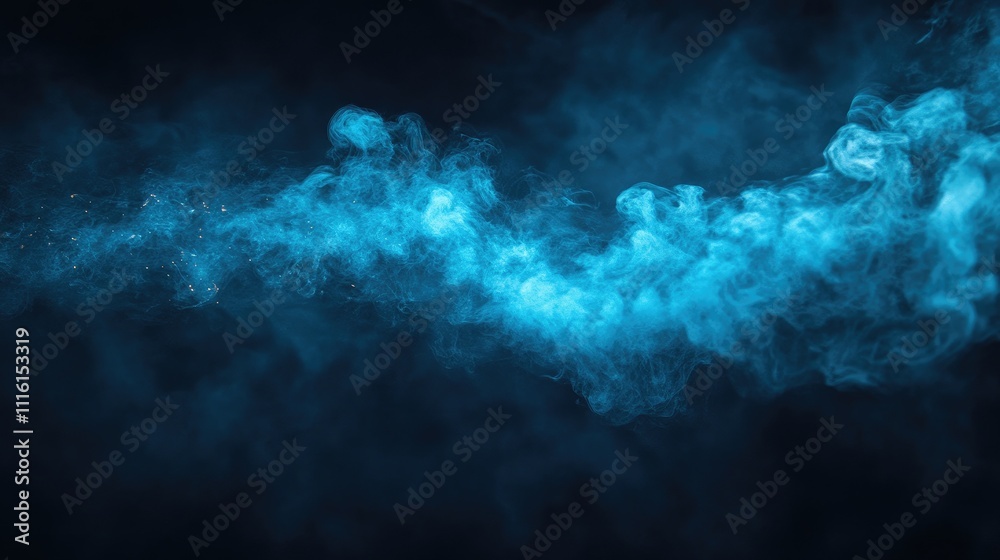 Obraz premium Mystical Blue Smoke on Dark Background Creating Ethereal Atmosphere for Creative Projects and Abstract Art