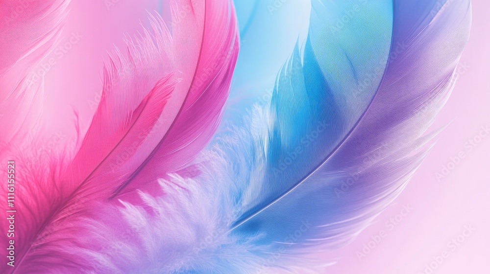 Fototapeta premium Abstract feather texture in soft pastel colors creating a blurred artistic background ideal for design and creative projects.
