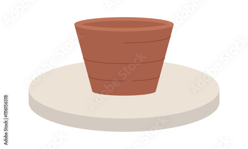 Clay pot on potter's wheel