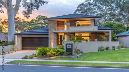 Modern Two Story House With Brick And Wood Accents