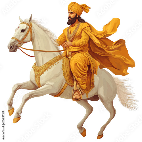 Guru Gobind Singh Ji on White Horse photo