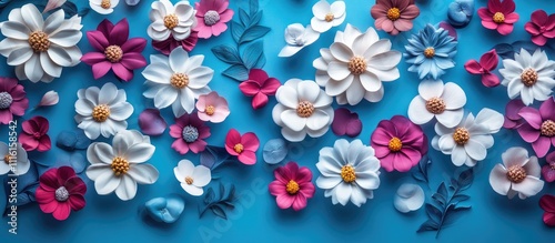 Wallpaper Mural Vibrant and colorful floral arrangement of various fresh flowers on a light blue background in a close-up perspective Torontodigital.ca