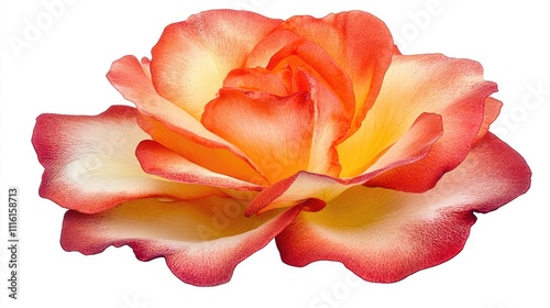 Wallpaper Mural Vibrant orange and yellow rose flower with delicate petals on a pure white background showcasing natural beauty and elegance Torontodigital.ca