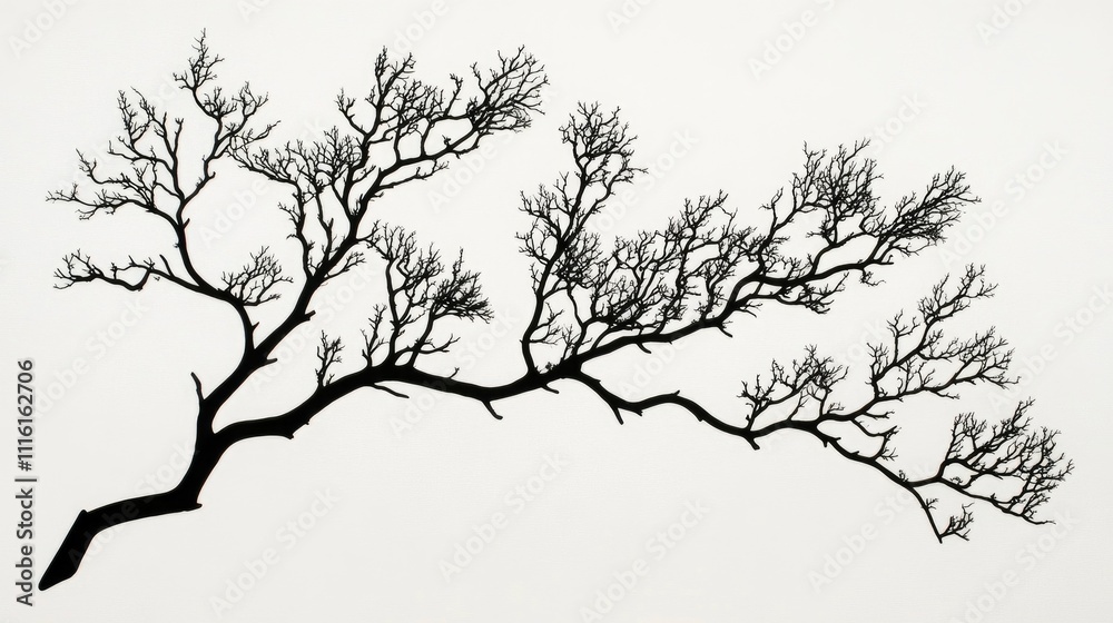 Fototapeta premium Silhouetted tree branches against a minimalist background showcasing intricate natural patterns and organic forms for artistic designs.