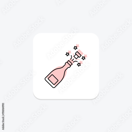 Champagne color shadow thinline icon , vector, pixel perfect, illustrator file photo