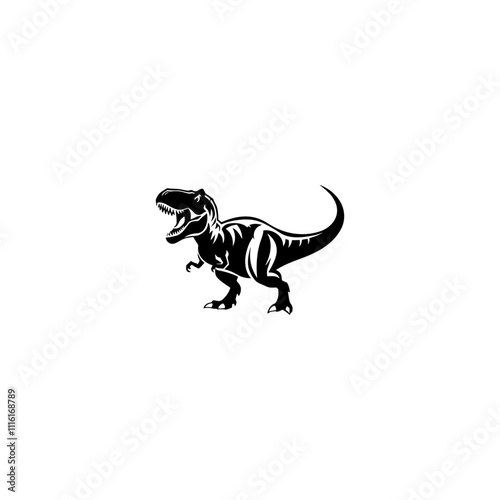 Cute baby dragon vector silhouette, Standing dragon silhouette illustration. photo