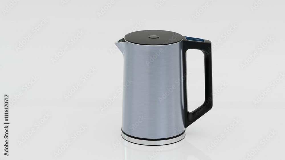 Sleek stainless steel electric kettle with a black handle and minimal design. Perfect for modern kitchens, this high-quality appliance is ideal for boiling water quickly and efficiently.