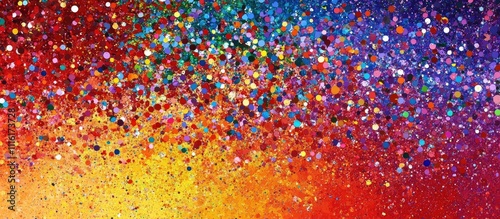 Vibrant abstract illustration of confetti in a spectrum of colors creating a festive and joyful background design
