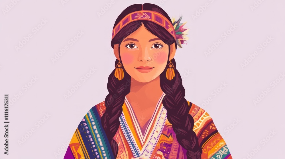 Fototapeta premium Portrait of a woman in colorful traditional clothing.