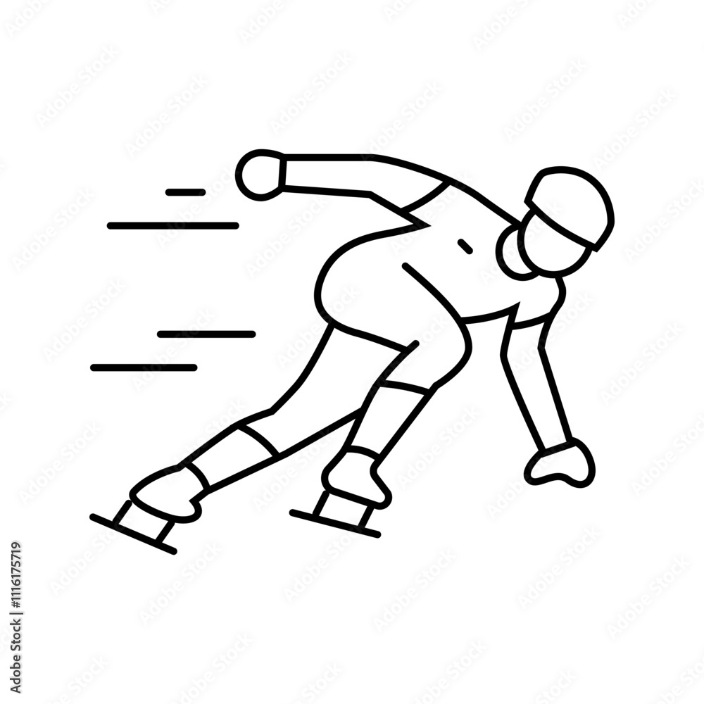 Obraz premium speed skating winter sport line icon vector. speed skating winter sport sign. isolated contour symbol black illustration
