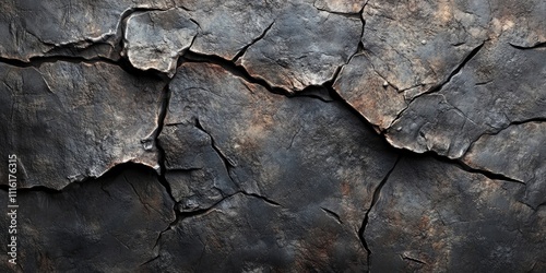 Rough and weathered surface exhibiting cracks and a distressed texture, highlighting a grunge aesthetic that emphasizes imperfections and unevenness throughout the material.